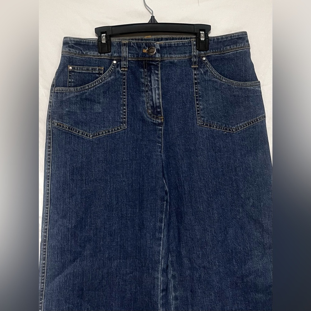 NWT Jones New York High Rise Salsbury 2 Wide Leg Patch Pocket Jeans Winter Boho - Picture 4 of 15